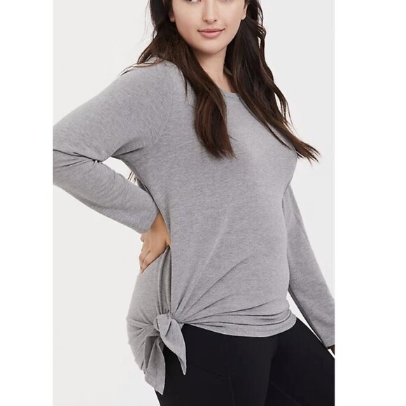 NEW NWT TORRID 3 Plus Size Asymmetrical Terry Active Sweatshirt Gray Long Sleeve - Picture 5 of 16